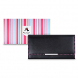Кожаный кошелёк Visconti R11 Black Berry с коробкой